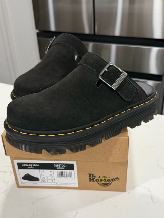 Dr. Martens Shoes - Dr. Martens Black Suede ZebZag Mule Slip-On Clog